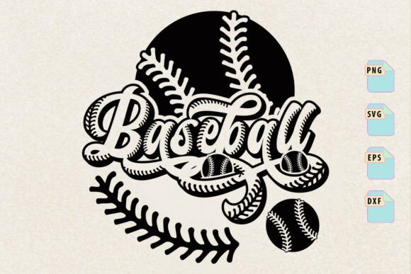 Calligraphy Baseball Design Stitches SVG