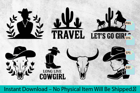 Cowgirl Silhouettes Western SVG Set