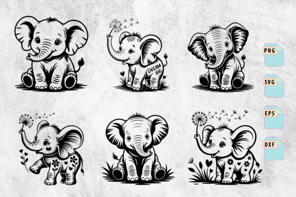 Cute Baby Elephant SVG Bundle
