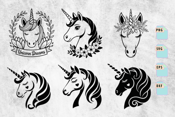 Elegant Unicorn Head SVG Bundle