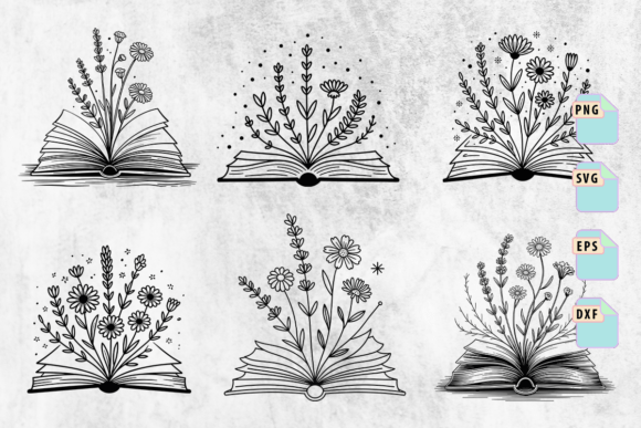 Floral Book SVG Bundle, Book SVG Style