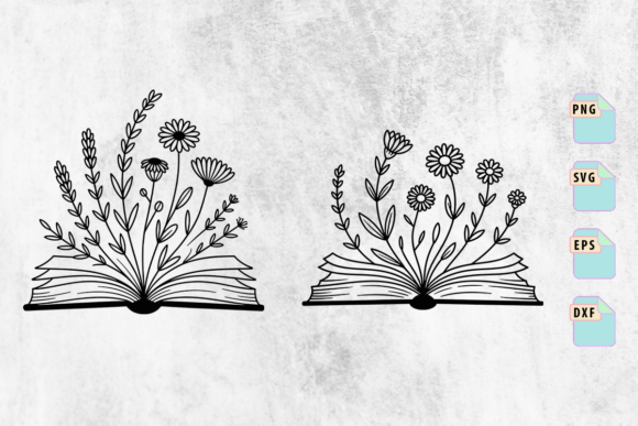 Floral Book SVG Bundle, Open Book Floral