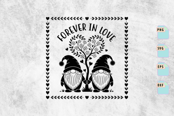 Forever in Love Gnome Couple Design SVG