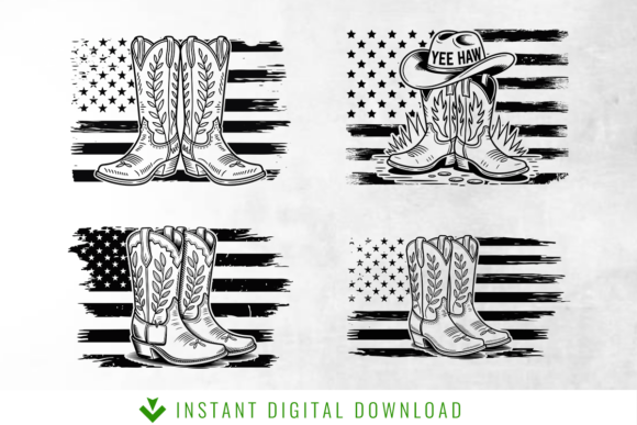 Patriotic Cowboy Boots Flag SVG Bundle
