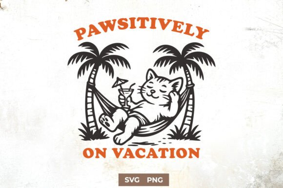 Pawsitively on Vacation SVG Funny Cat