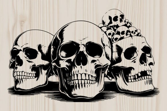 Skull Pile Line Art SVG Review