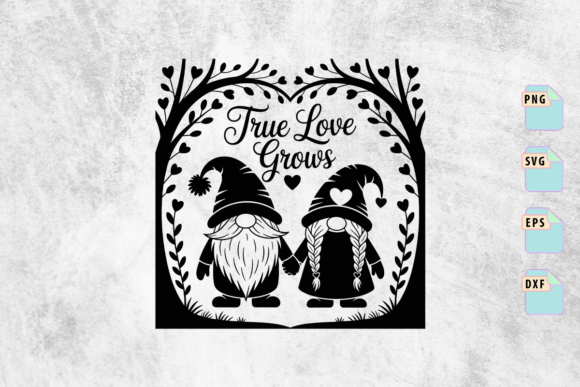 True Love Grows Gnome Couple SVG Design